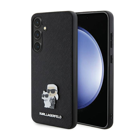 Karl Lagerfeld Saffiano Karl & Choupette Metal Pin - Etui Samsung Galaxy S24+ (czarny) (KLHCS24MPSAKCMPK)