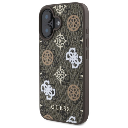 Guess Peony On 4G Background MagSafe - Etui iPhone 16 (brązowy) (GUHMP16SP4PWPW)