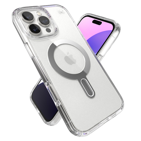 Speck Presidio Perfect-Clear ClickLock & MagSafe - Etui iPhone 16 Pro Max (Clear / Chrome Finish / Serene Silver) (150727-3199)