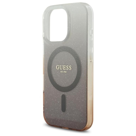 Guess IML Glitter Gradient MagSafe - Etui iPhone 16 Pro (brązowy) (GUHMP16LHGRCELW)