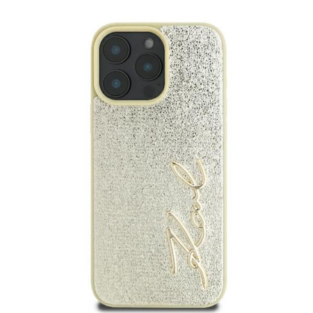 Karl Lagerfeld Metal Signature - Etui iPhone 16 Pro (złoty) (KLHCP16LPFMFBKMD)