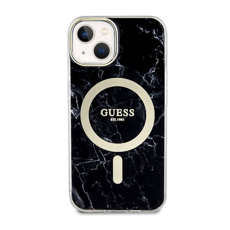 Guess Marble MagSafe - Etui iPhone 14 Plus (Czarny) (GUHMP14MPCUMAK)