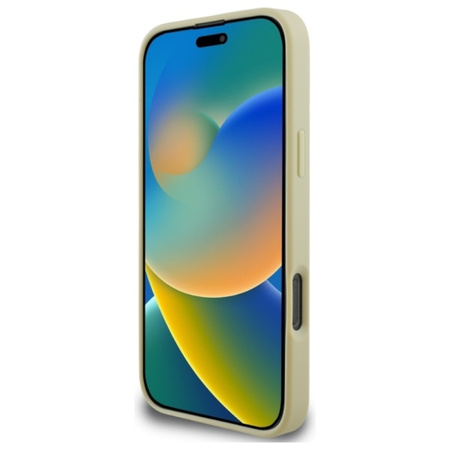 Guess Saffiano Peony Classic Logo MagSafe - Etui iPhone 16 Pro Max (złoty) (GUHMP16XPSAPSMED)