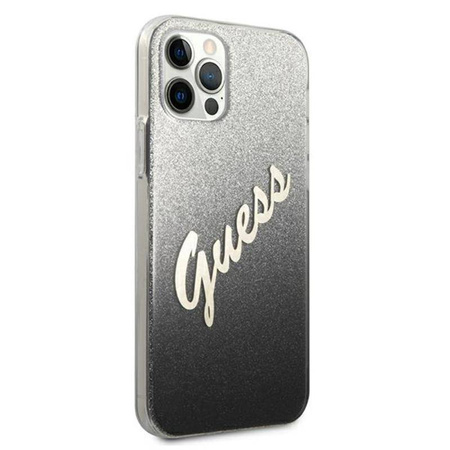 Guess Glitter Gradient Script - Etui iPhone 12 Pro Max (czarny) (GUHCP12LPCUGLSBK)