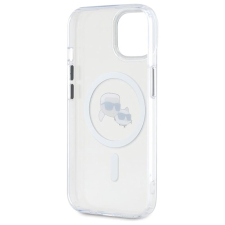 Karl Lagerfeld IML Metal Karl & Choupette Head MagSafe - Etui iPhone 15 (biały) (KLHMP15SHLSKCH)