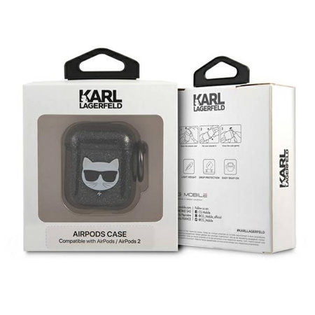 Karl Lagerfeld Choupette Head Glitter - Etui Airpods (czarny) (KLA2UCHGK)