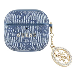Guess 4G Strass Charm - Etui AirPods 4 (niebieski) (GUA4P4E4CDB)