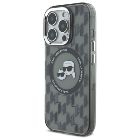 Karl Lagerfeld IML Monogram Karl & Choupette Head MagSafe - Etui iPhone 16 Pro (czarny) (KLHMP16LHMCKMHK)