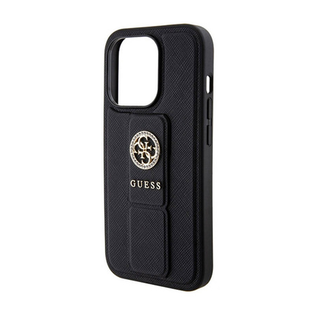 Guess Grip Stand 4G Saffiano Strass Logo - Etui iPhone 15 Pro Max (czarny) (GUHCP15XPGSSADK)