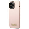 Guess Silicone Logo Plate MagSafe - Etui iPhone 14 Pro Max (różowy) (GUHMP14XSBPLP)