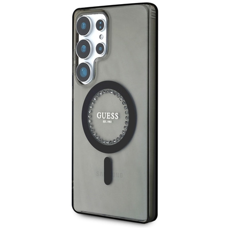 Guess Rhinestones Printed Classic Logo MagSafe - Etui do Samsung Galaxy S25 Ultra (czarny) (GUHMS25LPFTDTEK)