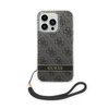 Guess 4G Print Cord - Etui ze smyczką iPhone 14 Pro (czarny) (GUOHCP14LH4STK)