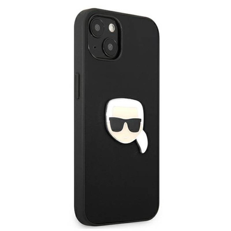 Karl Lagerfeld PU Leather Karl's Head Metal - Etui iPhone 13 mini (czarny) (KLHCP13SPKMK)