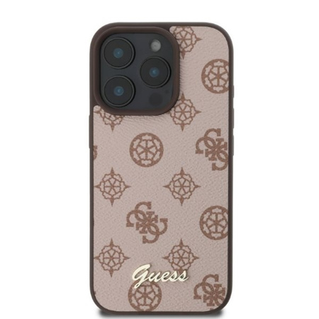 Guess Peony Script MagSafe - Etui iPhone 16 Pro (brązowy) (GUHMP16LPGPYSW)