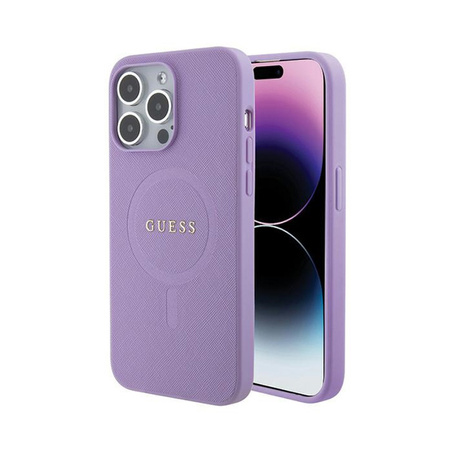 Guess Saffiano MagSafe - Etui iPhone 15 Pro Max (fioletowy) (GUHMP15XPSAHMCU)