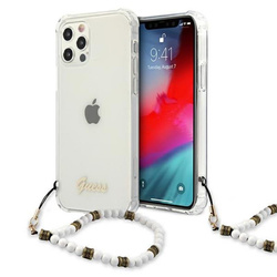 Guess White Pearl Strap - Etui iPhone 12 / iPhone 12 Pro (przezroczysty) (GUHCP12MKPSWH)