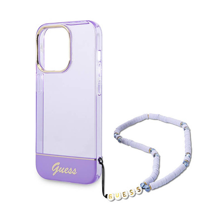 Guess Translucent Pearl Strap - Etui iPhone 14 Pro Max (fioletowy) (GUHCP14XHGCOHU)