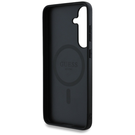 Guess Leather 4G Colored Ring Classic Logo MagSafe - Etui do Samsung Galaxy S25 (czarny) (GUHMS25SG4GFRK)