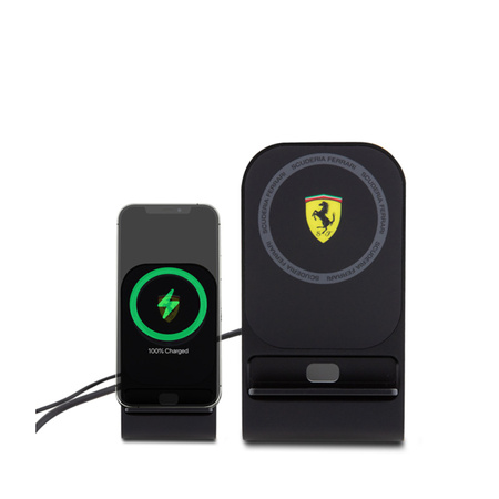 Ferrari MagSafe Desk Charger with Stand - Ładowarka indukcyjna MagSafe 15W na biurko (czarny) (FEMFBMALK)