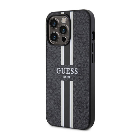 Guess 4G Printed Stripes MagSafe - Etui iPhone 13 Pro (Czarny) (GUHMP13LP4RPSK)