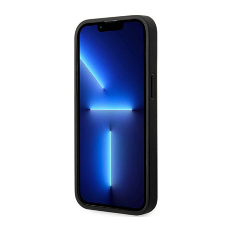 BMW Leather Blue Dots - Etui iPhone 14 Pro (czarny) (BMHCP14L22RBDK)
