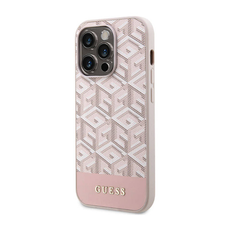 Guess GCube Stripes MagSafe - Etui iPhone 14 Pro (Różowy) (GUHMP14LHGCFSEP)