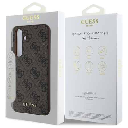 Guess 4G Metal Gold Logo - Etui Samsung Galaxy S24 FE (brązowy) (GUHCS24FEG4GFBR)