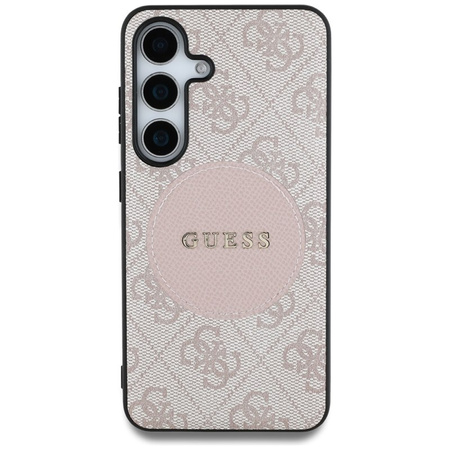 Guess 4G Round Patch Classic Logo MagSafe - Etui do Samsung Galaxy S25 (różowy) (GUHMS25SP4PGRSGP)