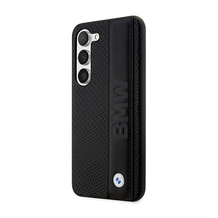 BMW Leather Textured & Stripe - Etui Samsung Galaxy S23+ (czarny) (BMHCS23M22RDPK)