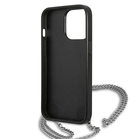 Karl Lagerfeld Leather Textured and Chain - Etui iPhone 13 Pro (czarny) (KLHCP13LPMK)