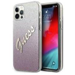 Guess Glitter Gradient Script - Etui iPhone 12 Pro Max (różowy) (GUHCP12LPCUGLSPI)