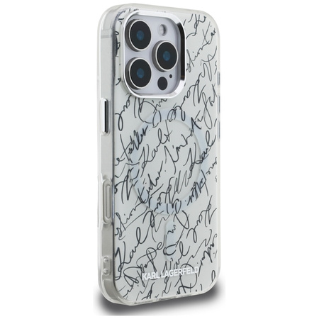 Karl Lagerfeld IML Karl Script Pattern MagSafe - Etui iPhone 16 Pro Max (biały) (KLHMP16XHMSPUSH)