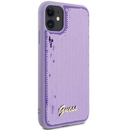 Guess Sequin Script Metal - Etui iPhone 11 (fioletowy) (GUHCN61PSFDGSU)