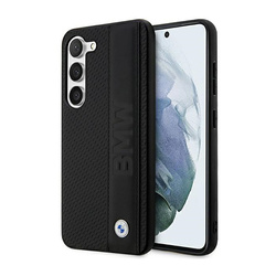 BMW Leather Textured & Stripe - Etui Samsung Galaxy S23+ (czarny) (BMHCS23M22RDPK)