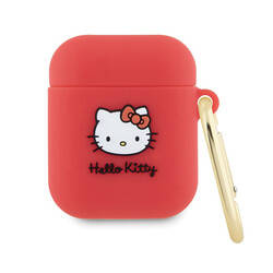 Hello Kitty Silicone 3D Kitty Head - Etui AirPods 1/2 gen (fuksja) (HKA23DKHSF)