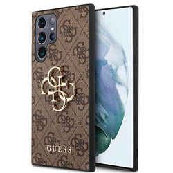 Guess 4G Big Metal Logo - Etui Samsung Galaxy S22 Ultra (brązowy) (GUHCS22L4GMGBR)
