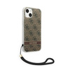 Guess 4G Print Cord - Etui ze smyczką iPhone 14 Plus (brązowy) (GUOHCP14MH4STW)