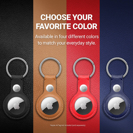 Crong Leather Case with Key Ring – Skórzane etui ochronne brelok do Apple AirTag (czerwony) (CRG-ATL-RED)