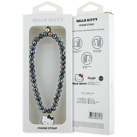 Hello Kitty Pearls Kitty Head - Zawieszka do telefonu (czarny) (HKSTBEK)
