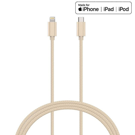 Kanex DuraBraid - Kabel połączeniowy USB-C (Power Delivery) na Lightning certyfikat MFi 1,2 m (Gold) (K157-1528-1MGD)