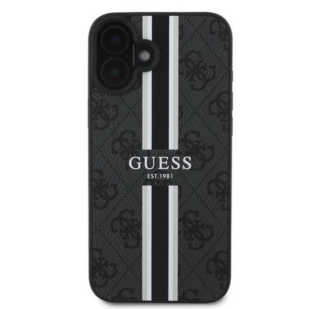 Guess 4G Printed Stripes MagSafe - Etui iPhone 16 Plus (czarny) (GUHMP16MP4RPSK)