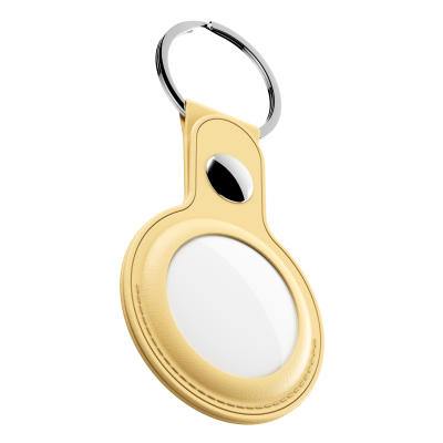 KeyBudz AirTag Keyring - skórzane etui ochronne do AirTag (pastel yellow) (AT_S1_PYL)