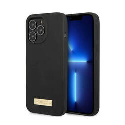 Guess Silicone Logo Plate MagSafe - Etui iPhone 13 Pro (czarny) (GUHMP13LSPLK)