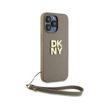 DKNY Wrist Strap Stock Logo - Etui iPhone 15 Pro Max (beżowy) (DKHCP15XPBSWSE)