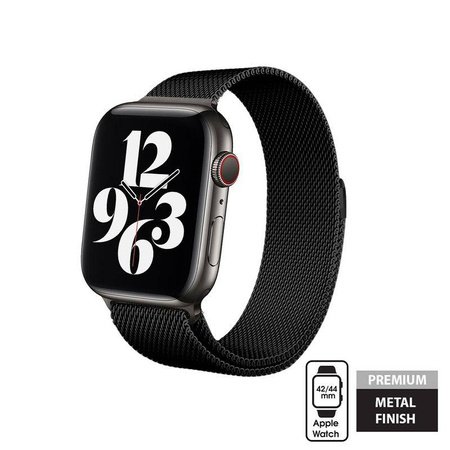 Crong Milano Steel - Pasek ze stali nierdzewnej do Apple Watch 44/45/46/49 mm (czarny) (CRG-44MST-BLK)