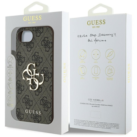 Guess 4G Big Logo - Etui do iPhone 16e (brązowy) (GUHCPSE44GMGBR)