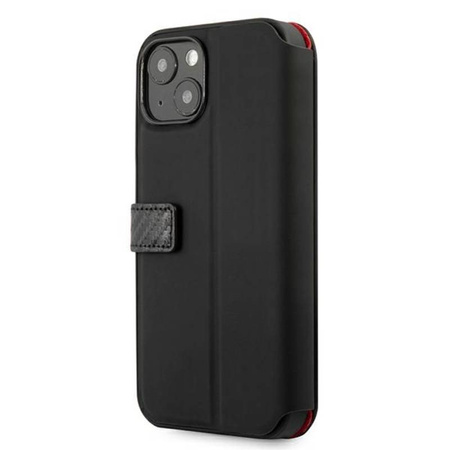 Ferrari Booktype On Track Carbon Stripe - Etui iPhone 13 mini (czarny) (FESAXFLBKP13SBK)