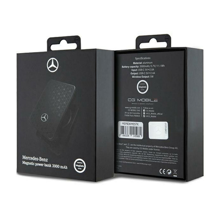 Mercedes Stars Pattern MagSafe - Power Bank indukcyjny 3000 mAh 5W MagSafe (czarny) (MEPB3KMESTK)