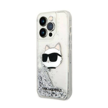 Karl Lagerfeld Liquid Glitter NFT Choupette Head - Etui iPhone 14 Pro Max (srebrny) (KLHCP14XLNCHCS)