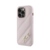Karl Lagerfeld Diagonal Quilted Script - Etui iPhone 14 Pro (różowy) (KLHCP14LPQDSMGP)